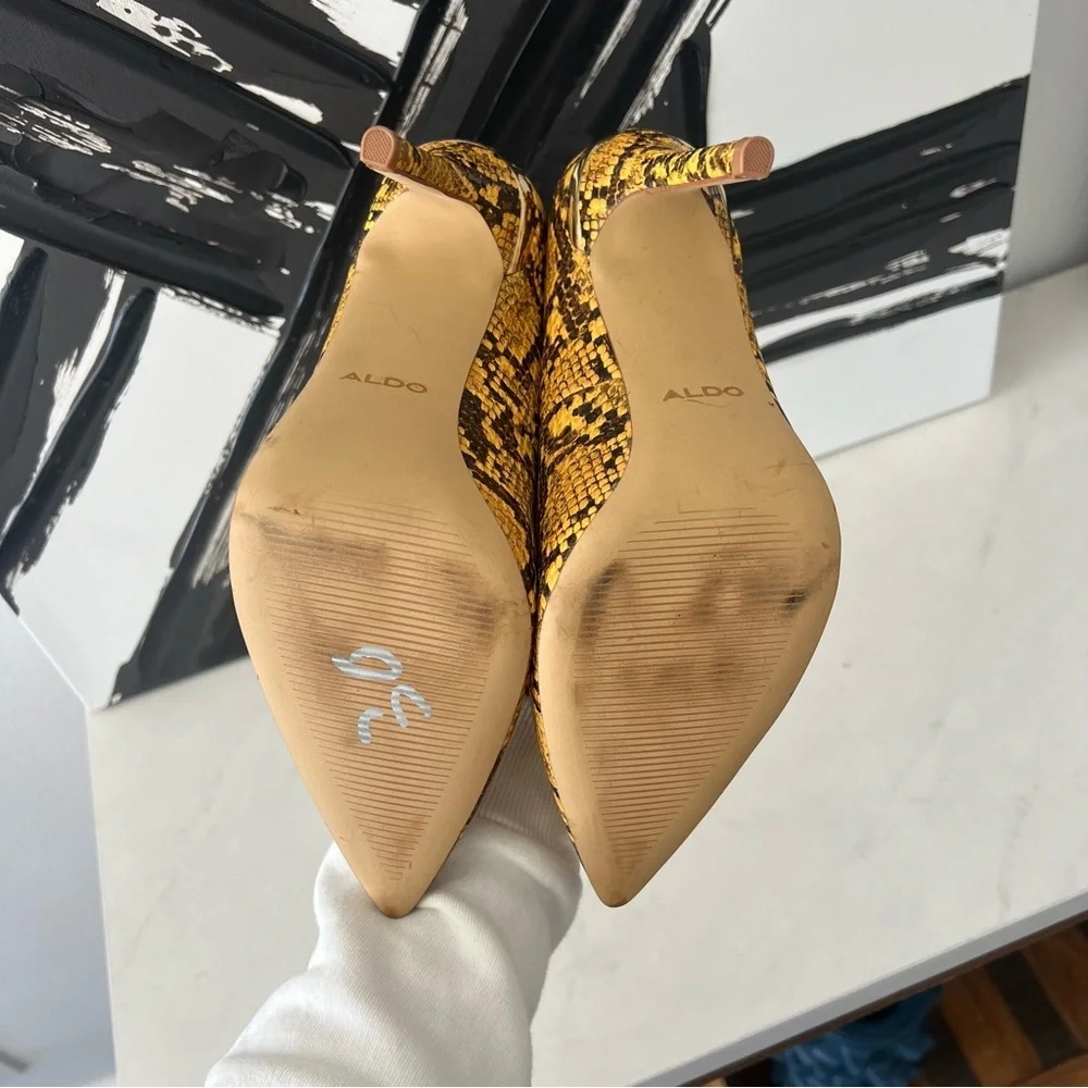 ALDO Yellow Snake Print Pumps - Picture 9 of 9